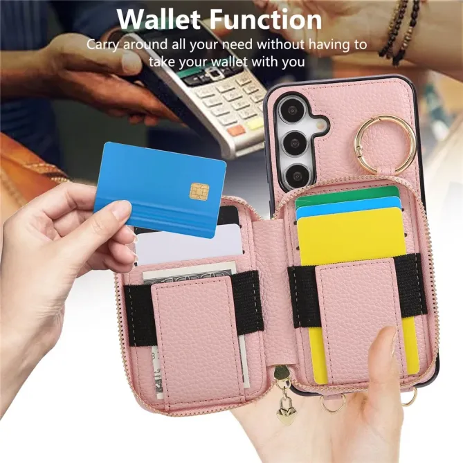 Coque Samsung Galaxy S26 Porte-monnaie Zippé avec Bandoulière | Zippe