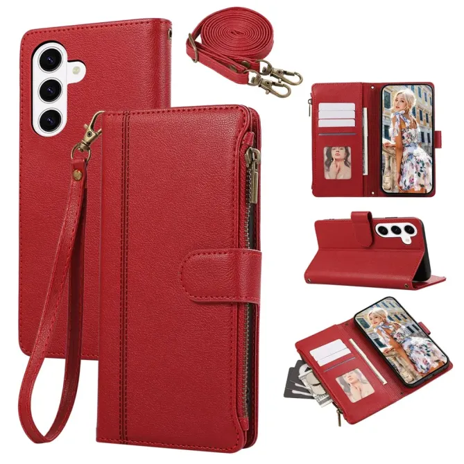 Housse Samsung Galaxy S26 Portefeuille Zippée avec Bandoulière | Urba