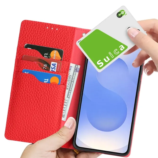 Flip Cover Samsung Galaxy S26 Cuir Véritable Litchi