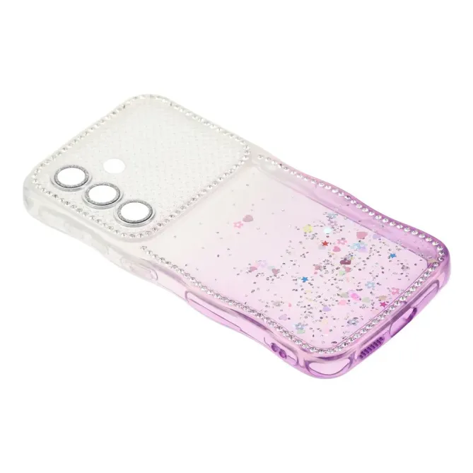 Coque Samsung Galaxy S26 Paillettes Epoxy Cadre Ondulé et Strass