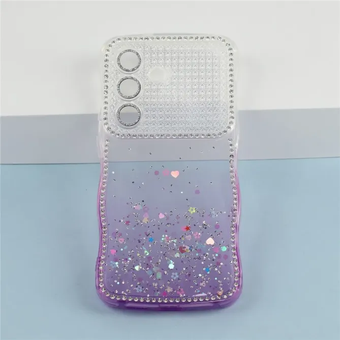 Coque Samsung Galaxy S26 Paillettes Epoxy Cadre Ondulé et Strass