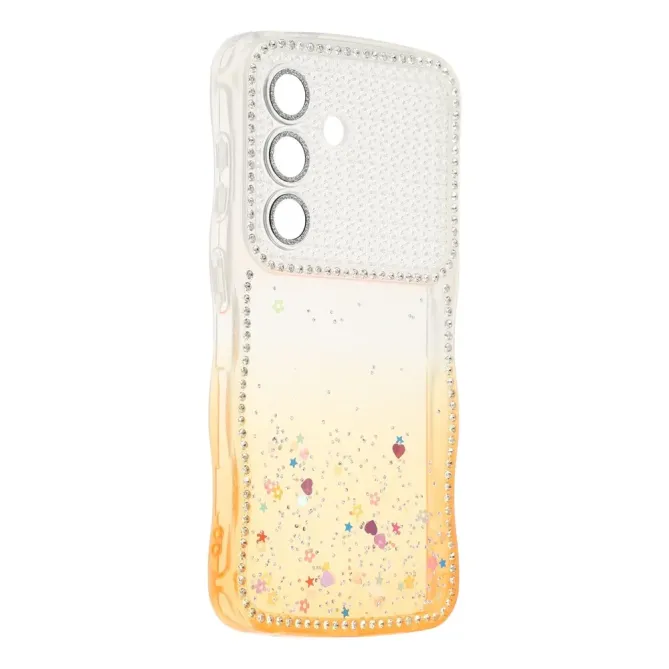 Coque Samsung Galaxy S26 Paillettes Epoxy Cadre Ondulé et Strass