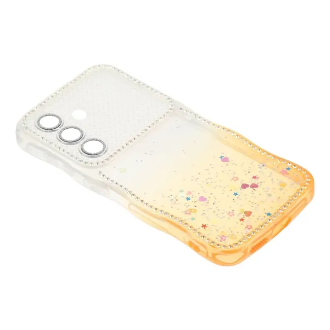 Coque Samsung Galaxy S26 Paillettes Epoxy Cadre Ondulé et Strass