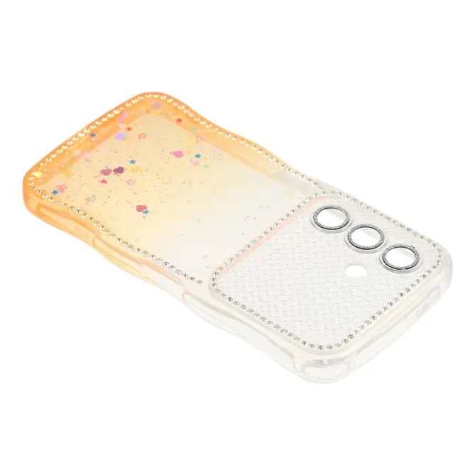 Coque Samsung Galaxy S26 Paillettes Epoxy Cadre Ondulé et Strass