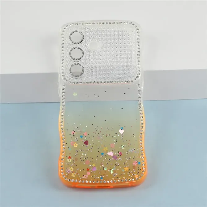 Coque Samsung Galaxy S26 Paillettes Epoxy Cadre Ondulé et Strass