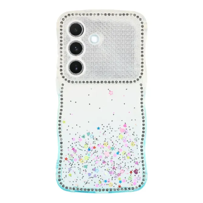 Coque Samsung Galaxy S26 Paillettes Epoxy Cadre Ondulé et Strass