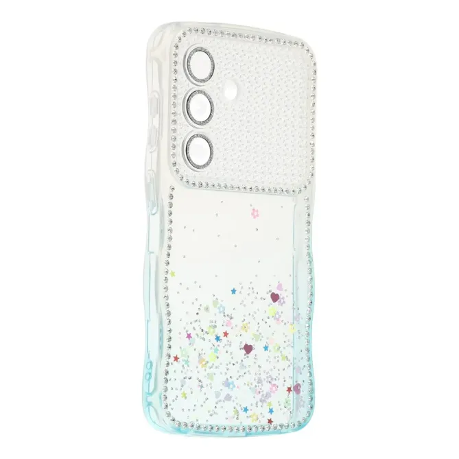 Coque Samsung Galaxy S26 Paillettes Epoxy Cadre Ondulé et Strass