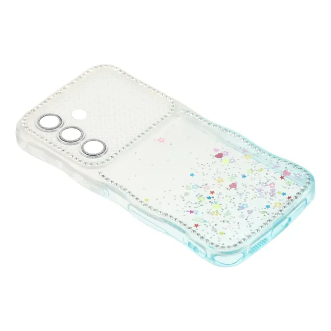Coque Samsung Galaxy S26 Paillettes Epoxy Cadre Ondulé et Strass