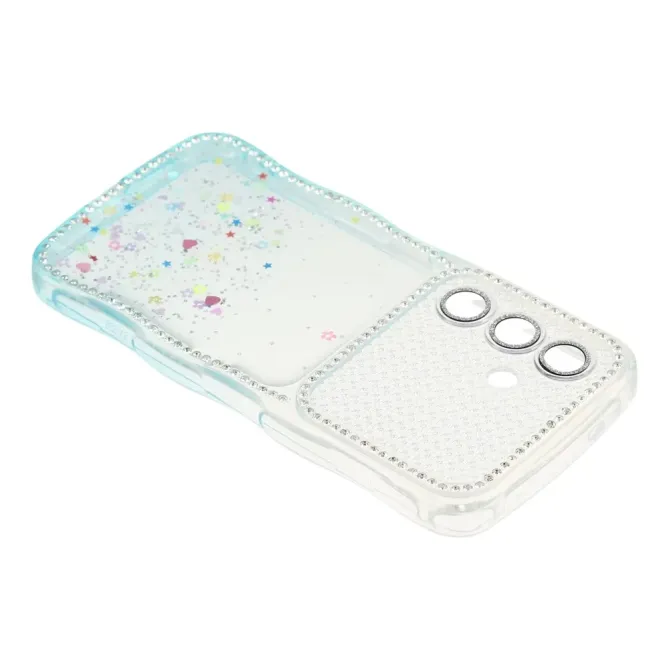 Coque Samsung Galaxy S26 Paillettes Epoxy Cadre Ondulé et Strass
