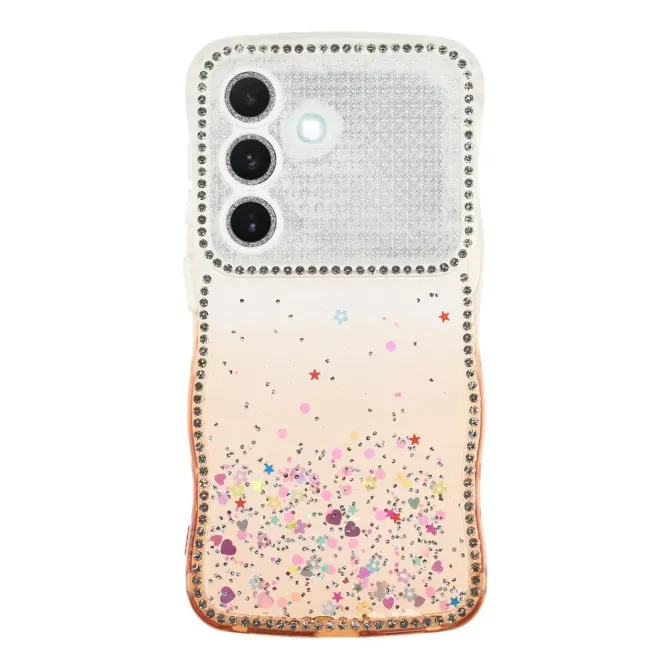 Coque Samsung Galaxy S26 Paillettes Epoxy Cadre Ondulé et Strass