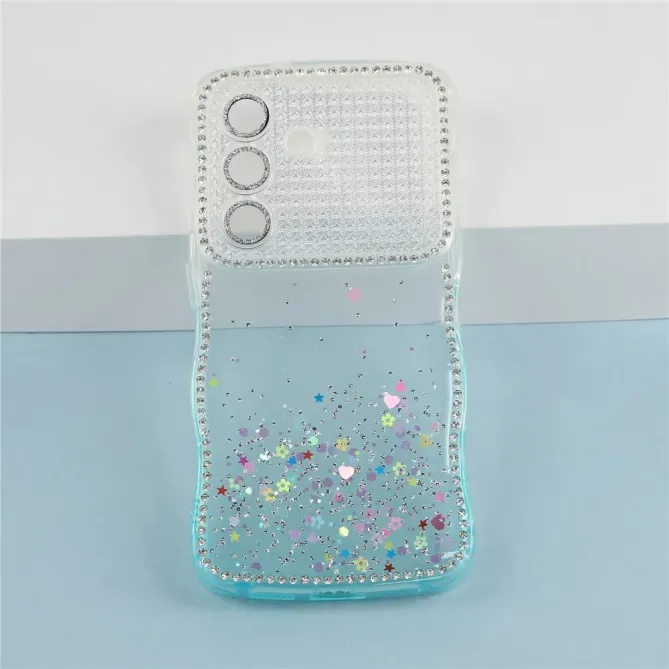 Coque Samsung Galaxy S26 Paillettes Epoxy Cadre Ondulé et Strass