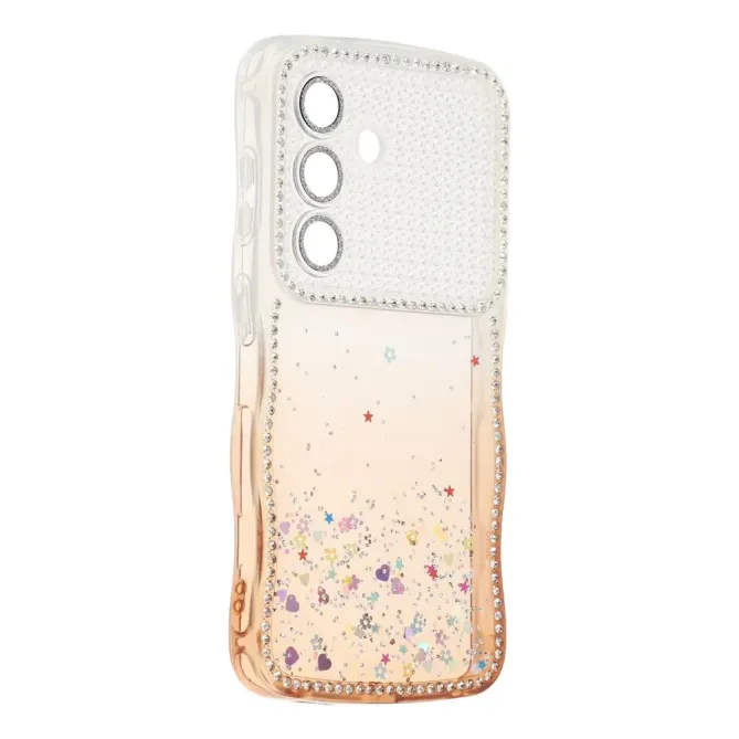 Coque Samsung Galaxy S26 Paillettes Epoxy Cadre Ondulé et Strass