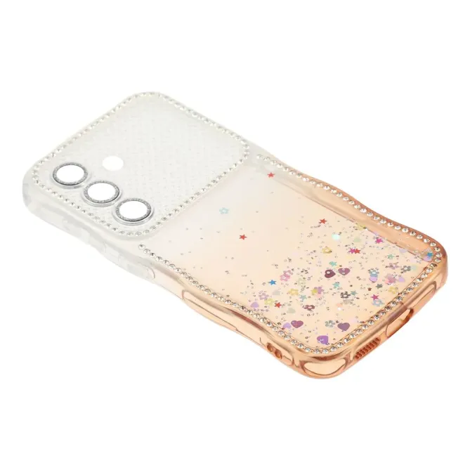 Coque Samsung Galaxy S26 Paillettes Epoxy Cadre Ondulé et Strass