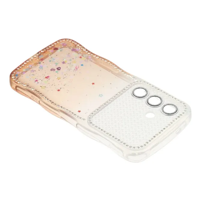Coque Samsung Galaxy S26 Paillettes Epoxy Cadre Ondulé et Strass
