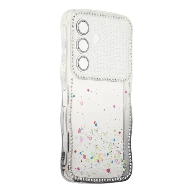 Coque Samsung Galaxy S26 Paillettes Epoxy Cadre Ondulé et Strass