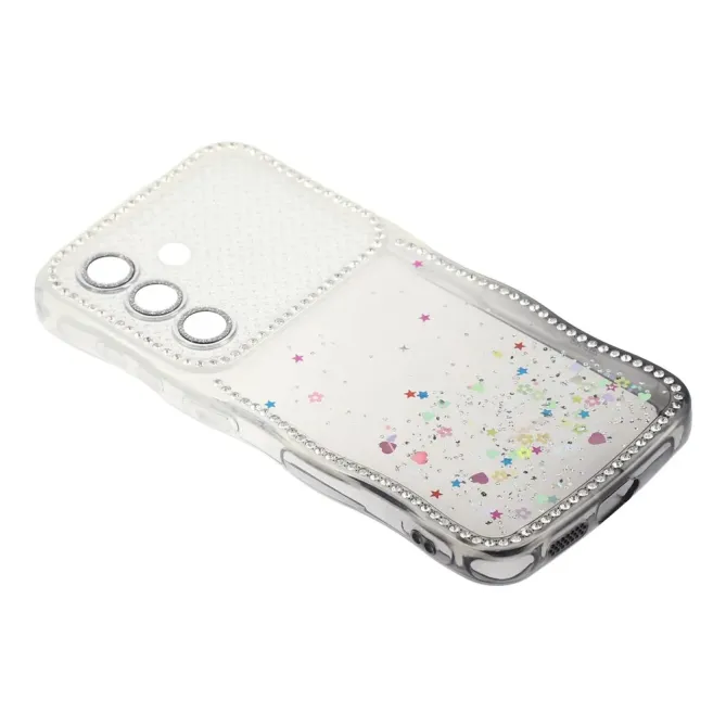 Coque Samsung Galaxy S26 Paillettes Epoxy Cadre Ondulé et Strass