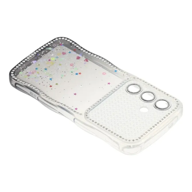 Coque Samsung Galaxy S26 Paillettes Epoxy Cadre Ondulé et Strass