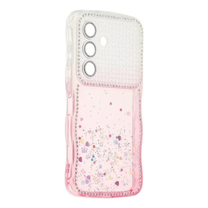 Coque Samsung Galaxy S26 Paillettes Epoxy Cadre Ondulé et Strass