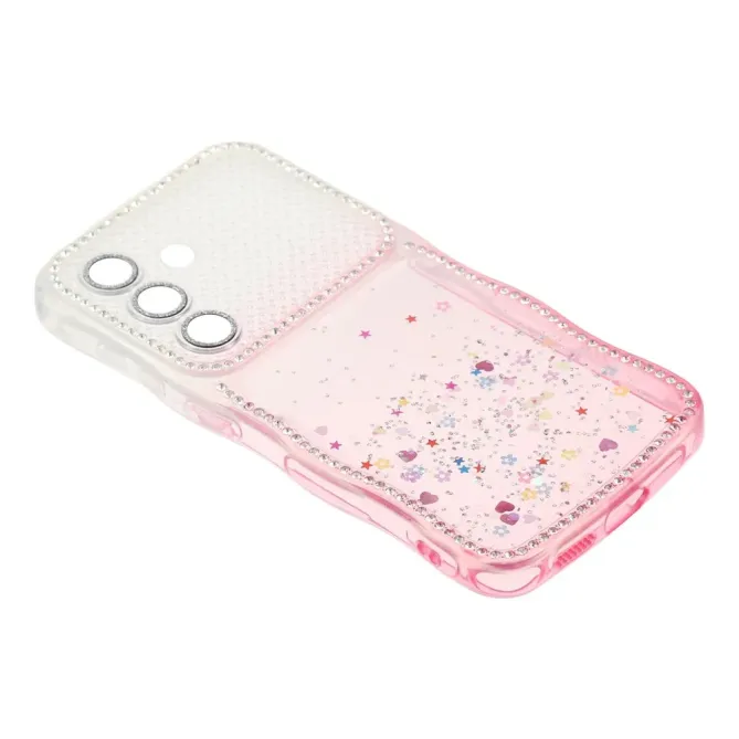 Coque Samsung Galaxy S26 Paillettes Epoxy Cadre Ondulé et Strass
