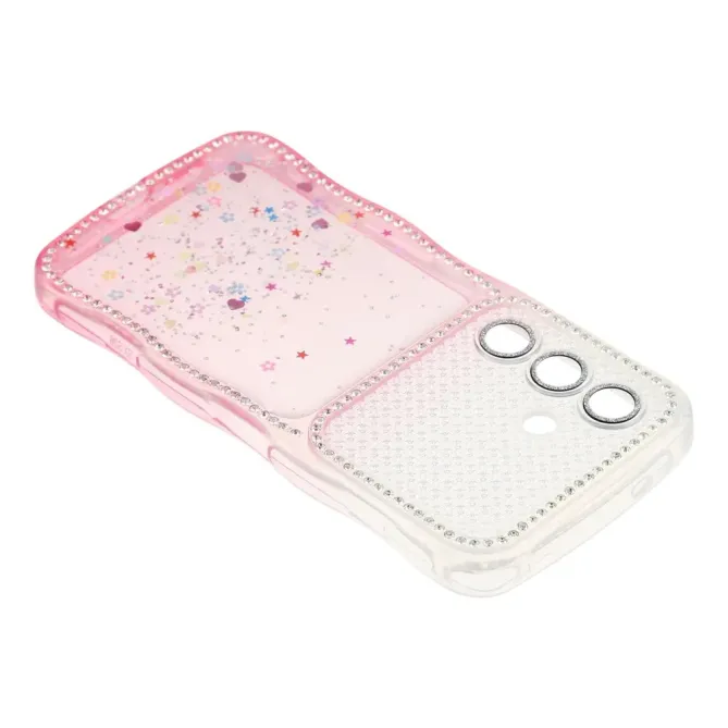 Coque Samsung Galaxy S26 Paillettes Epoxy Cadre Ondulé et Strass
