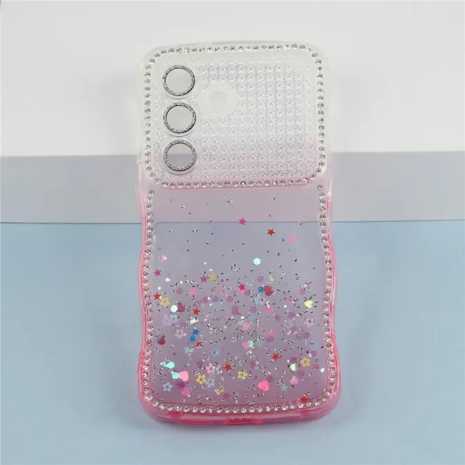 Coque Samsung Galaxy S26 Paillettes Epoxy Cadre Ondulé et Strass