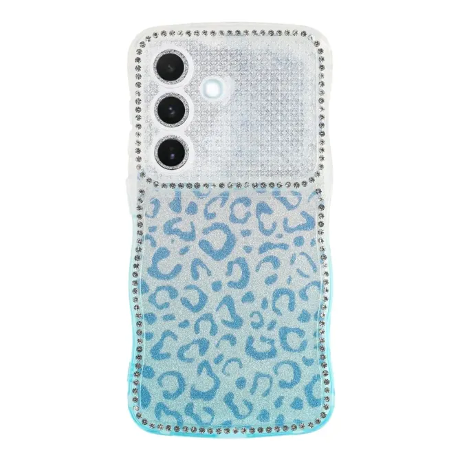 Coque Samsung Galaxy S26 Cadre Ondulé Strass et Léopard Pailleté