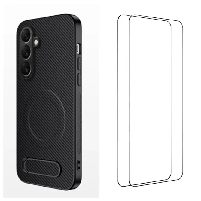 Coque Samsung Galaxy S26 Magnétique Carbone avec Support et 2 Verres