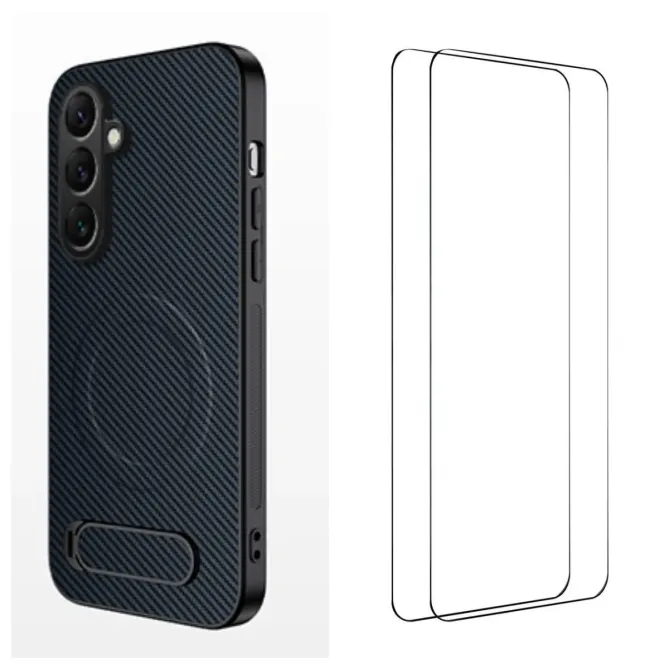 Coque Samsung Galaxy S26 Magnétique Carbone avec Support et 2 Verres