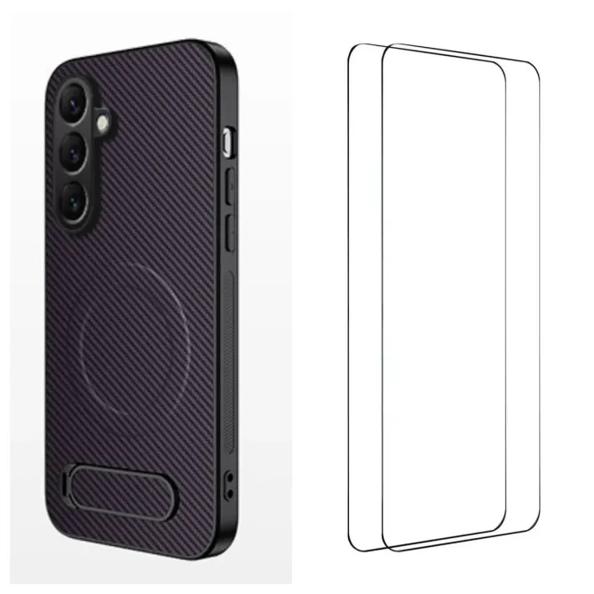 Coque Samsung Galaxy S26 Magnétique Carbone avec Support et 2 Verres