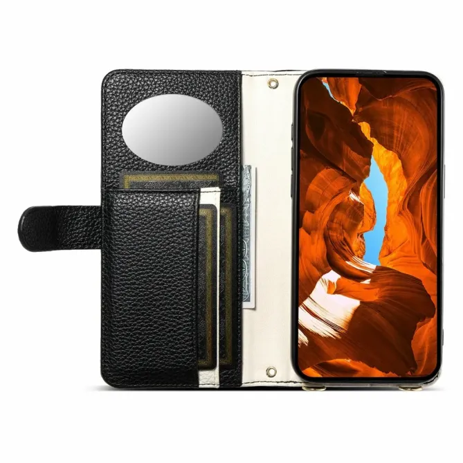 Housse Samsung Galaxy S26 Porte-monnaie Litchi avec Miroir
