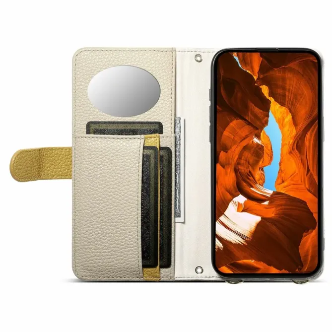 Housse Samsung Galaxy S26 Porte-monnaie Litchi avec Miroir