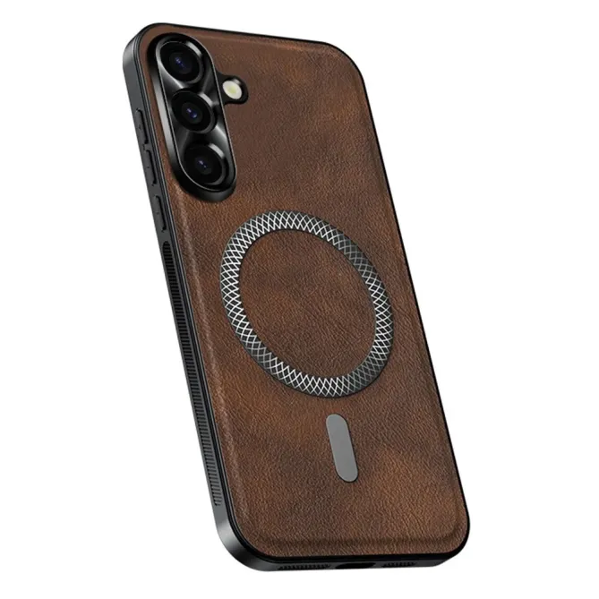 Coque Samsung Galaxy S26 Protection Caméra Métal et Dos Cuir