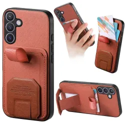 Coque Samsung Galaxy S26 Texture Tissu avec Porte-cartes et Support