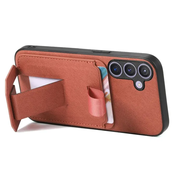 Coque Samsung Galaxy S26 Texture Tissu avec Porte-cartes et Support