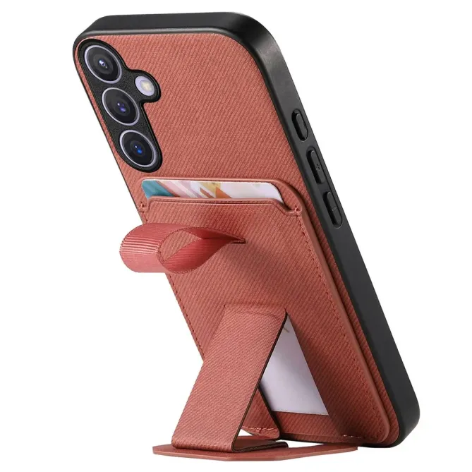 Coque Samsung Galaxy S26 Texture Tissu avec Porte-cartes et Support