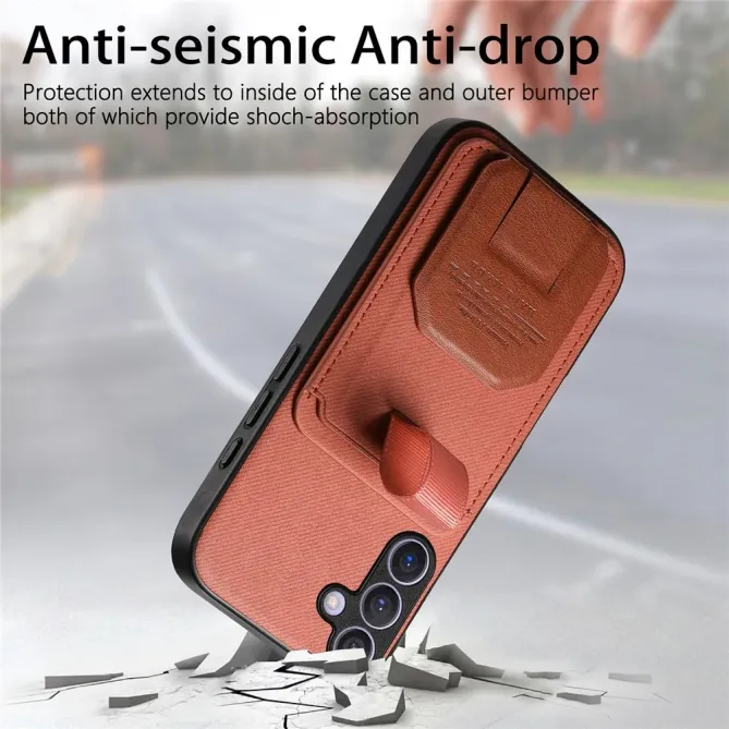 Coque Samsung Galaxy S26 Texture Tissu avec Porte-cartes et Support