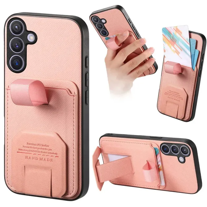 Coque Samsung Galaxy S26 Texture Tissu avec Porte-cartes et Support