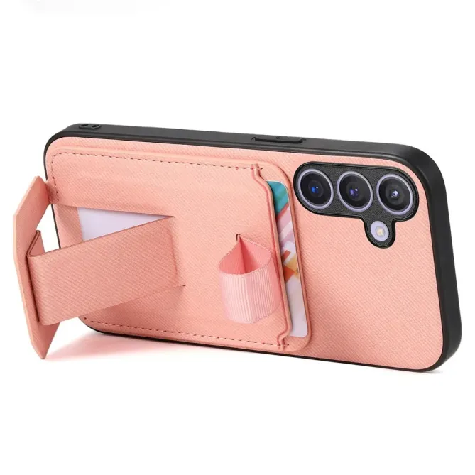 Coque Samsung Galaxy S26 Texture Tissu avec Porte-cartes et Support