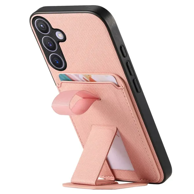 Coque Samsung Galaxy S26 Texture Tissu avec Porte-cartes et Support