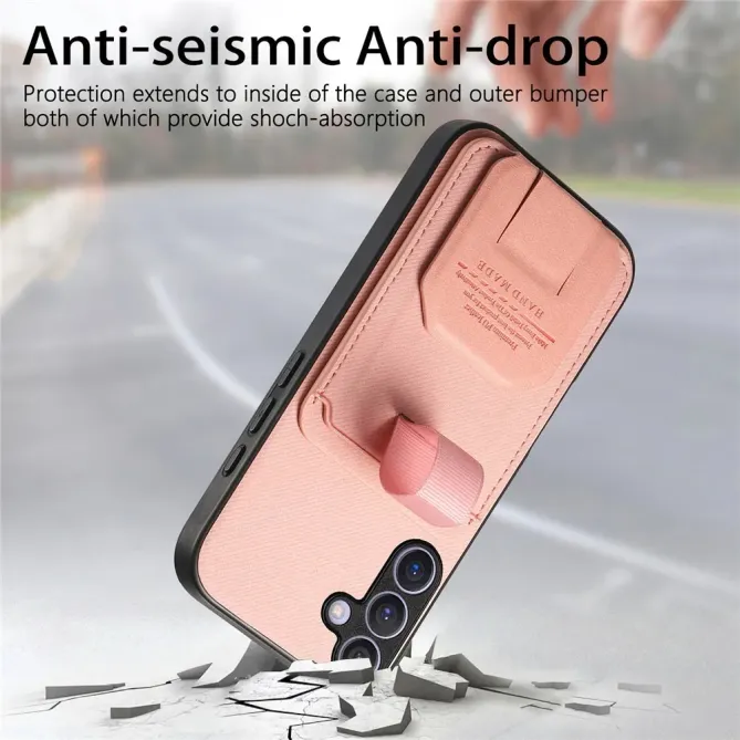 Coque Samsung Galaxy S26 Texture Tissu avec Porte-cartes et Support