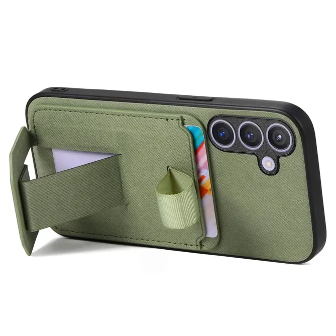 Coque Samsung Galaxy S26 Texture Tissu avec Porte-cartes et Support