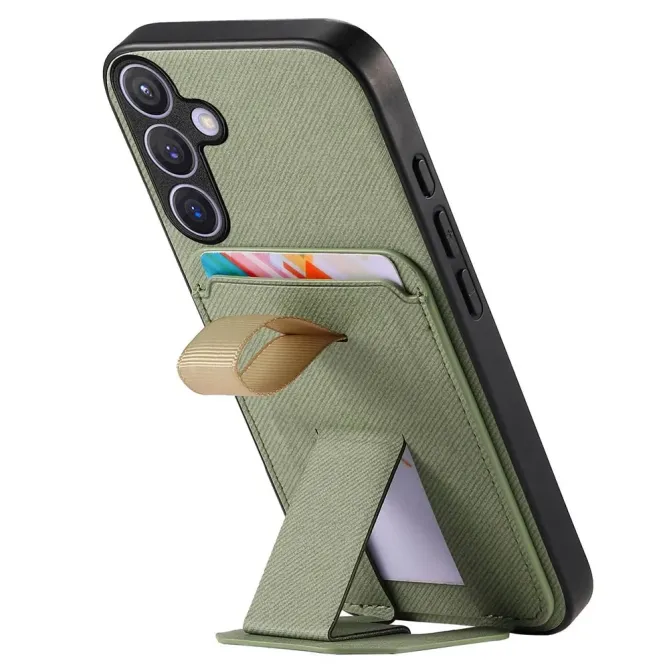 Coque Samsung Galaxy S26 Texture Tissu avec Porte-cartes et Support