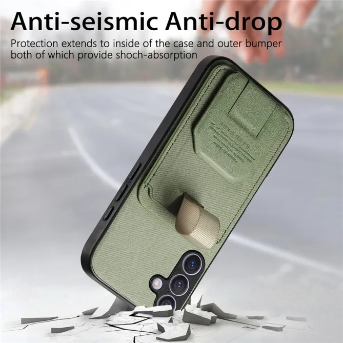 Coque Samsung Galaxy S26 Texture Tissu avec Porte-cartes et Support