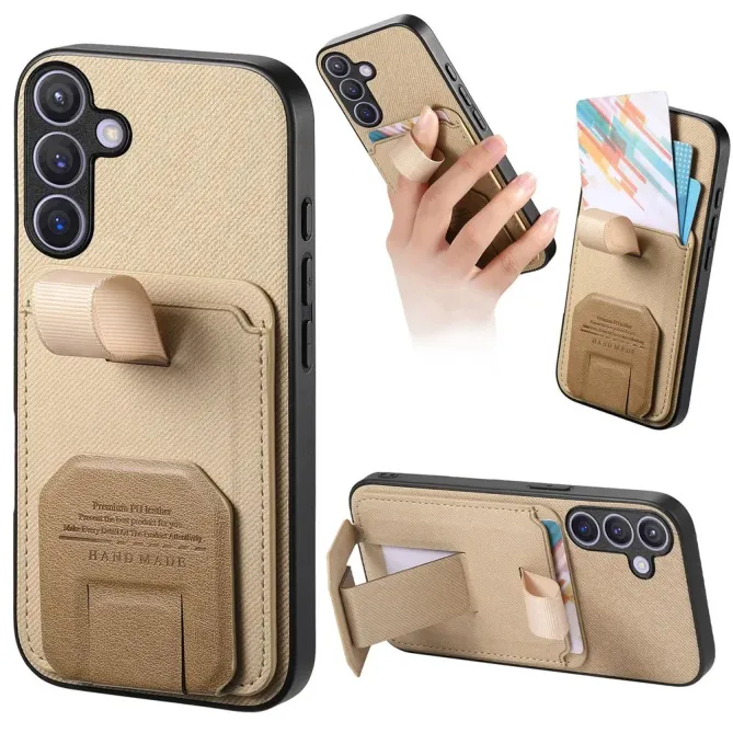 Coque Samsung Galaxy S26 Texture Tissu avec Porte-cartes et Support