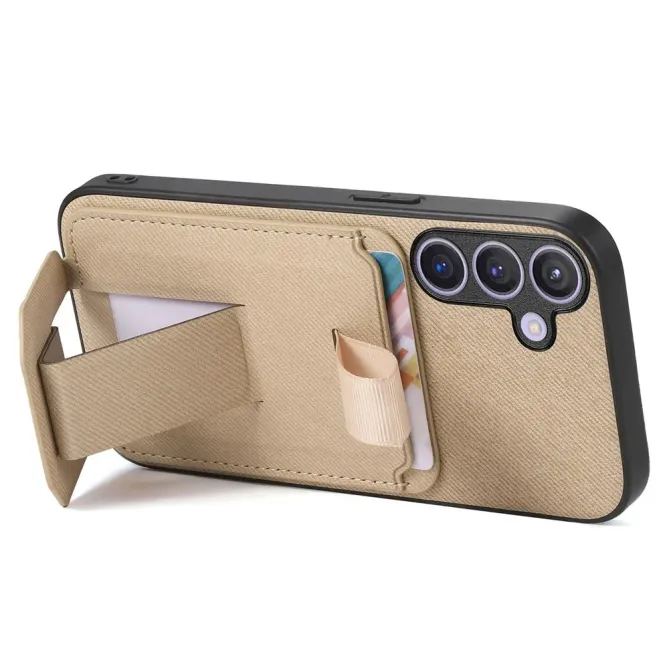 Coque Samsung Galaxy S26 Texture Tissu avec Porte-cartes et Support