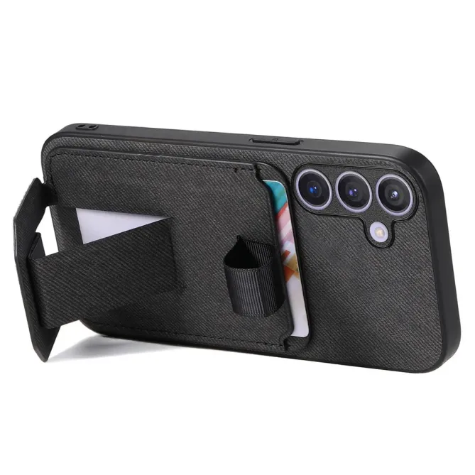 Coque Samsung Galaxy S26 Texture Tissu avec Porte-cartes et Support