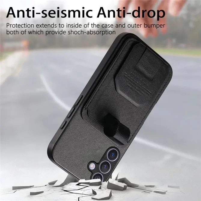 Coque Samsung Galaxy S26 Texture Tissu avec Porte-cartes et Support