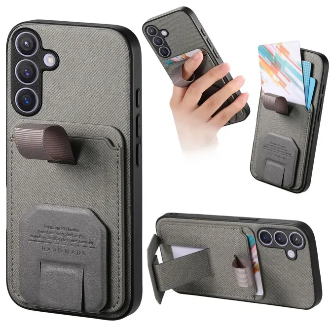 Coque Samsung Galaxy S26 Texture Tissu avec Porte-cartes et Support