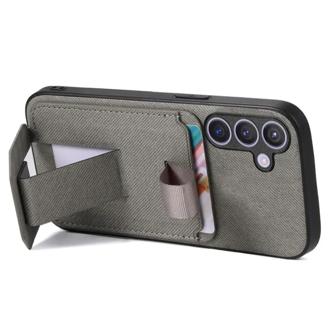 Coque Samsung Galaxy S26 Texture Tissu avec Porte-cartes et Support