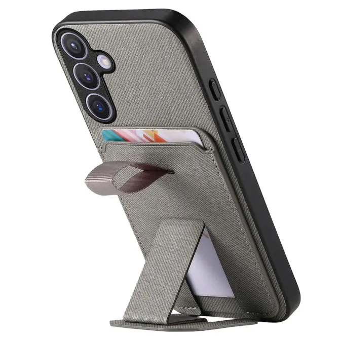 Coque Samsung Galaxy S26 Texture Tissu avec Porte-cartes et Support